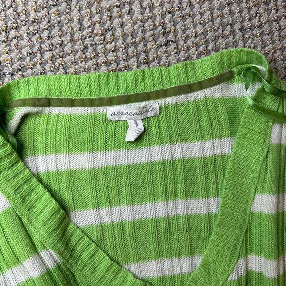 vintage y2k aeropostale striped green long sleeve grunge v neck sweater top - Picture 5 of 6